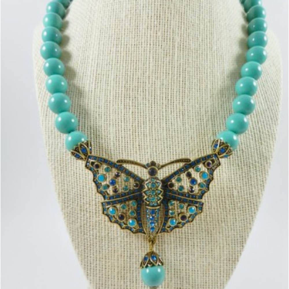 Elegant Heidi Daus Butterfly Pendant Necklace in Turquoise and Bronze